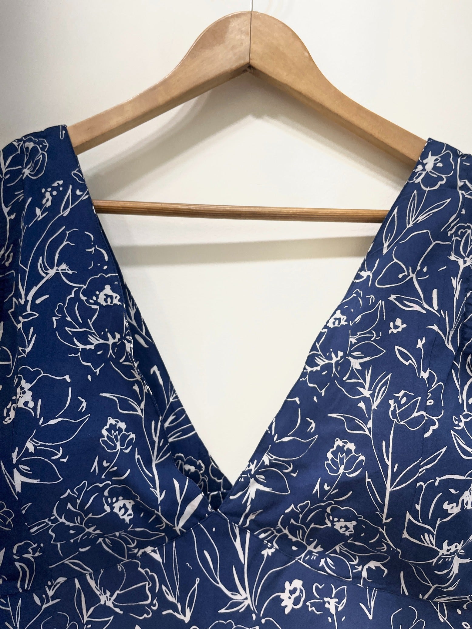 Handblock Floral V-Neck Cotton Blouse