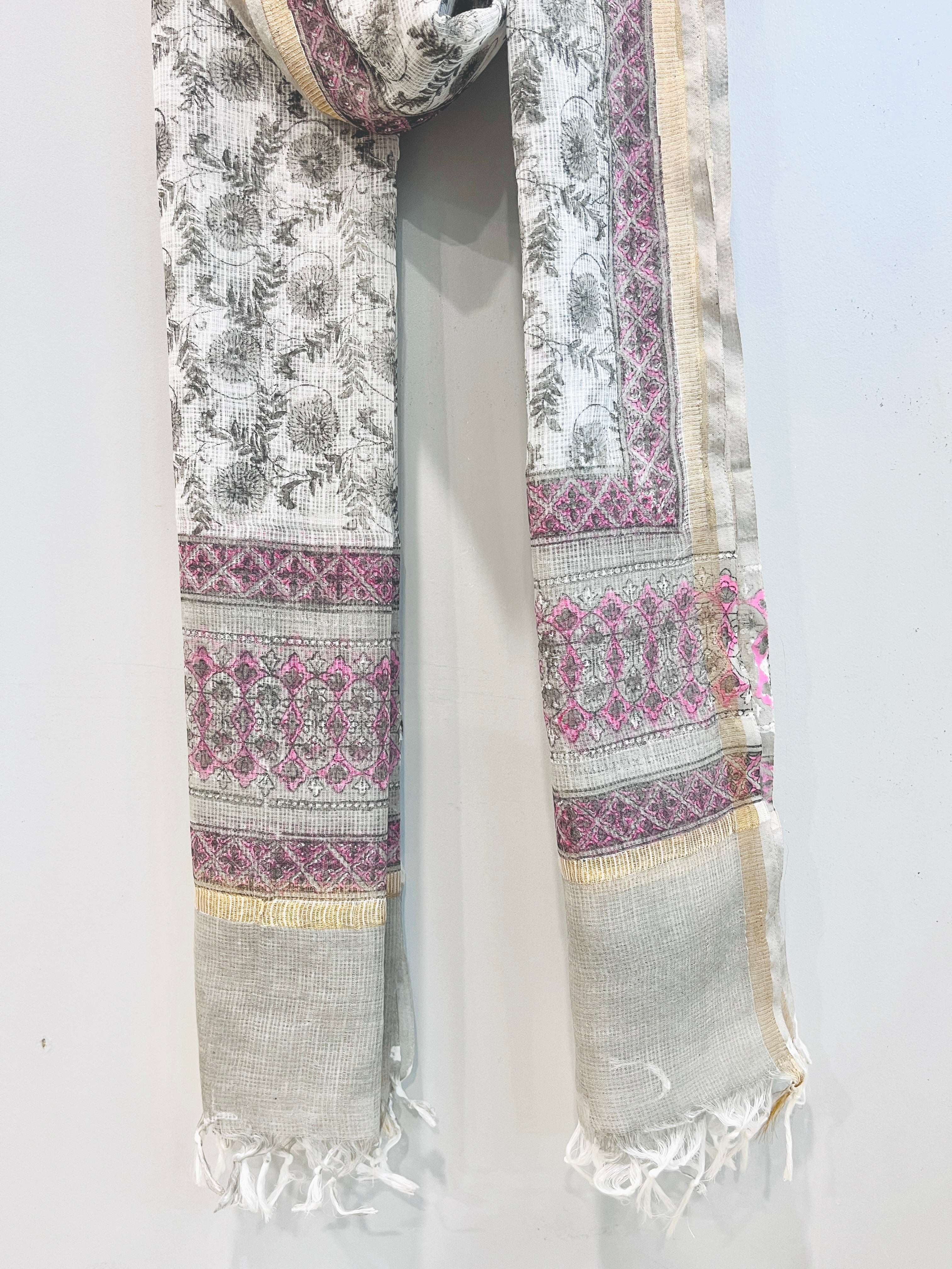 Block Printed Kota Doria Dupatta