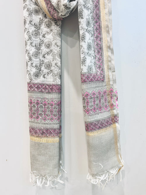 Block Printed Kota Doria Dupatta