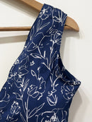 Handblock Floral V-Neck Cotton Blouse