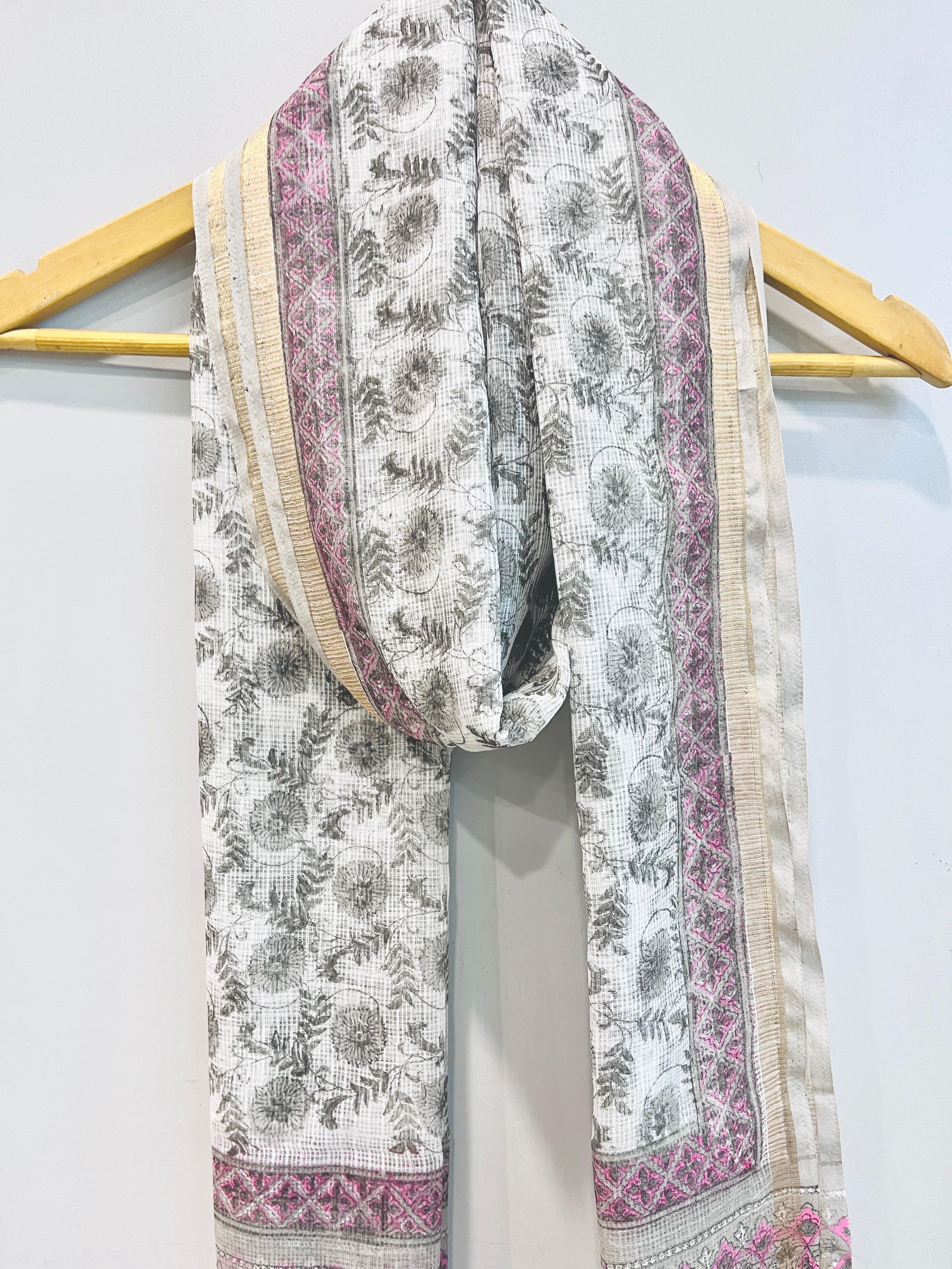 Block Printed Kota Doria Dupatta