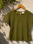 Olive Gauze Relaxed Cotton Short Top
