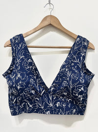 Handblock Floral V-Neck Cotton Blouse