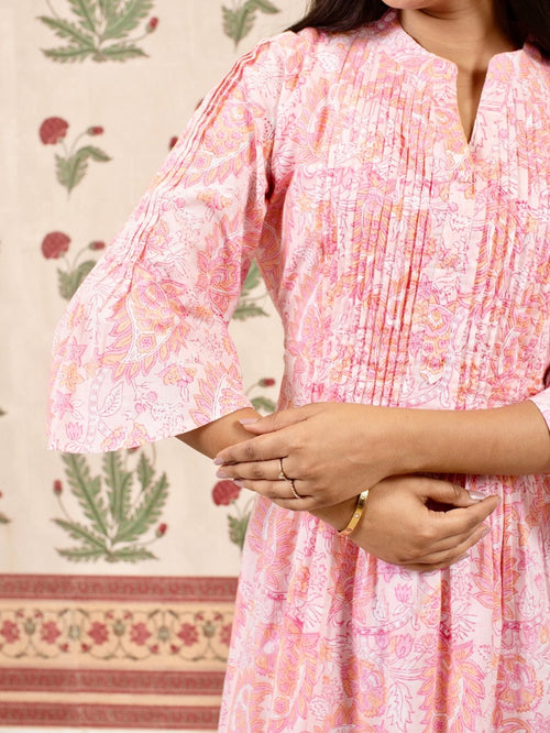 Peachy Pink Printed Dress
