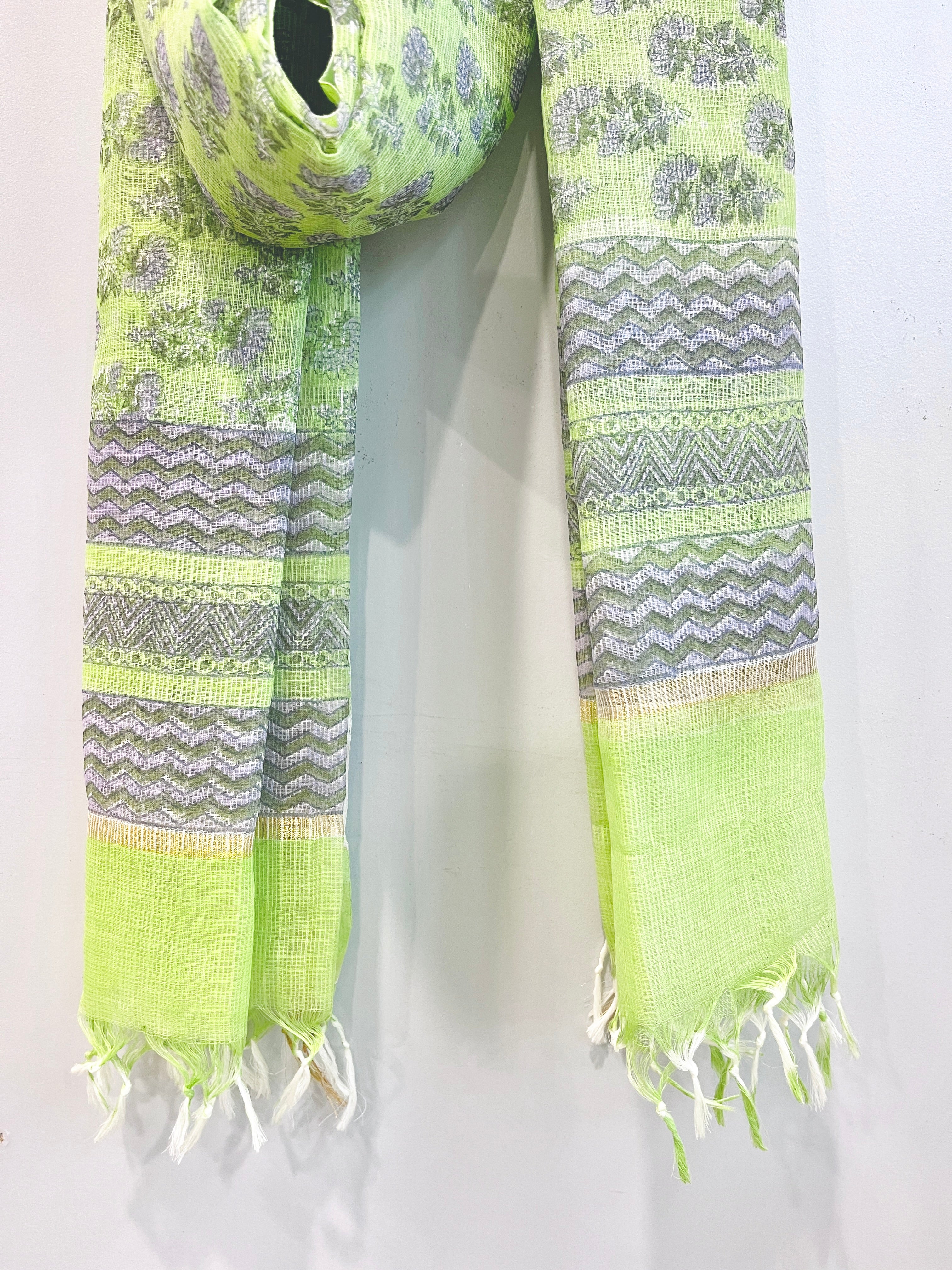 Block Printed Kota Doria Dupatta