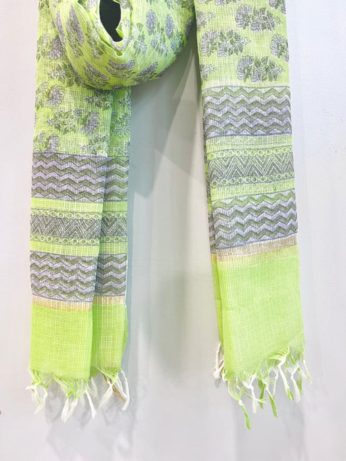 Block Printed Kota Doria Dupatta