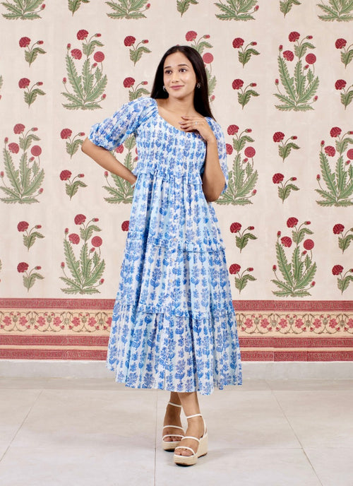 Icey Blue Printed Dress
