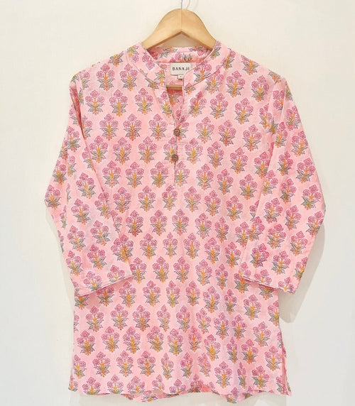Block Printed Cotton Short Kurti