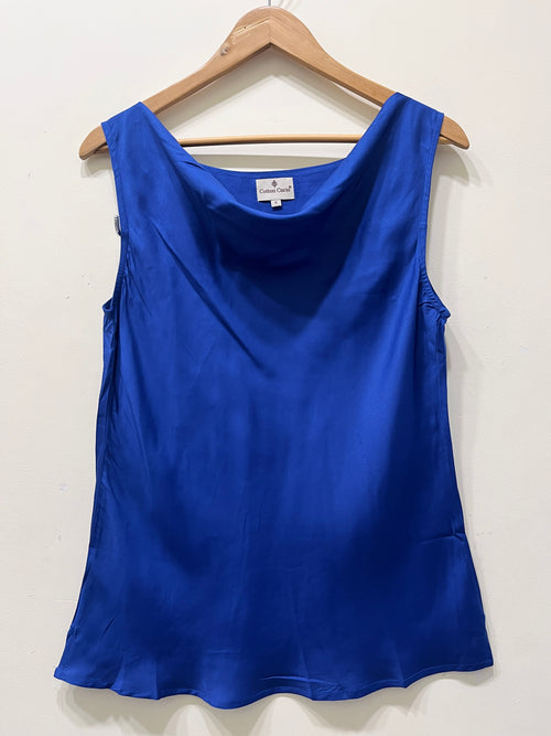 Blue Modal Satin Short Top - Pre Order