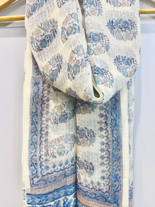 Block Printed Kota Doria Dupatta