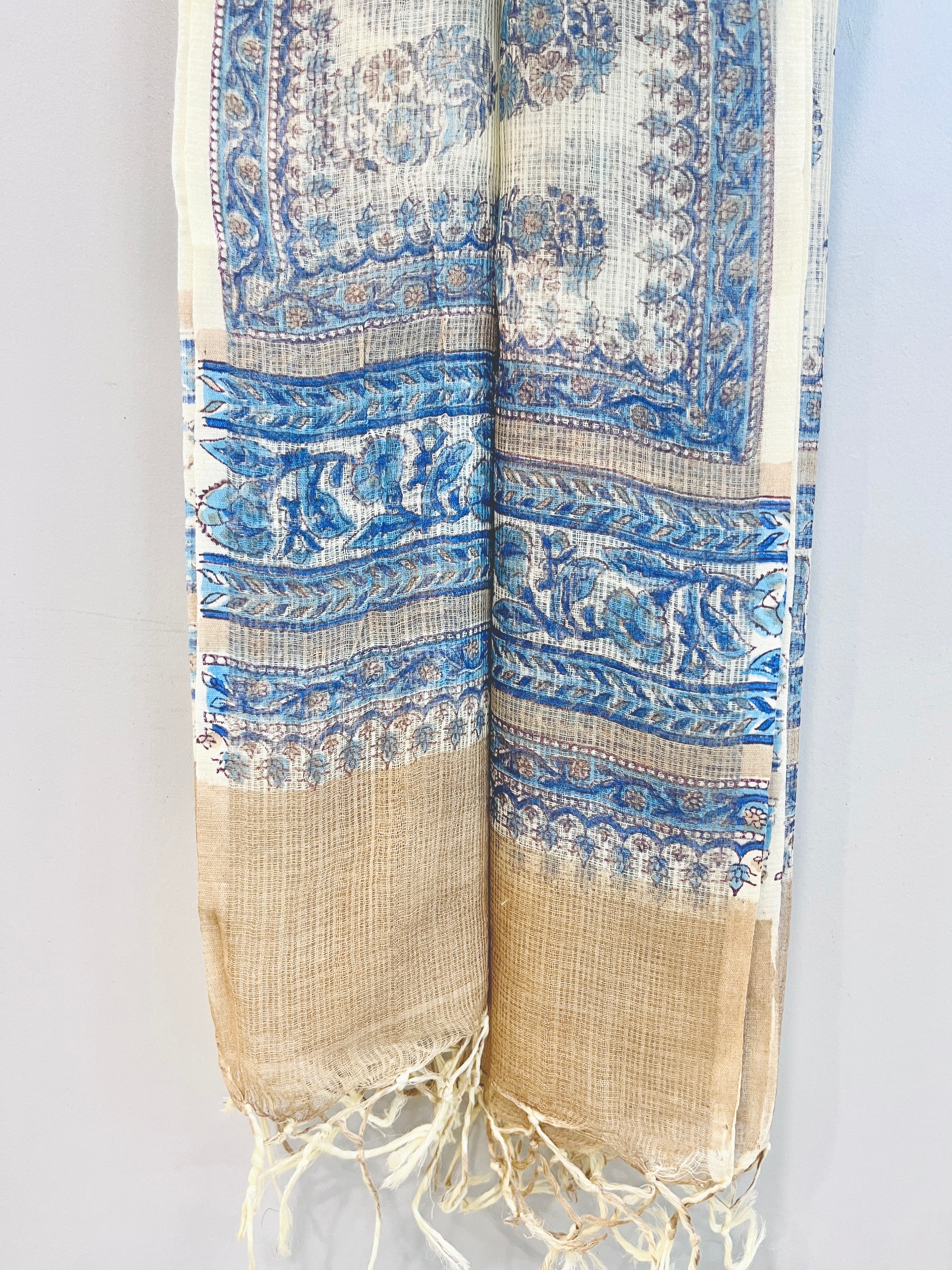 Block Printed Kota Doria Dupatta