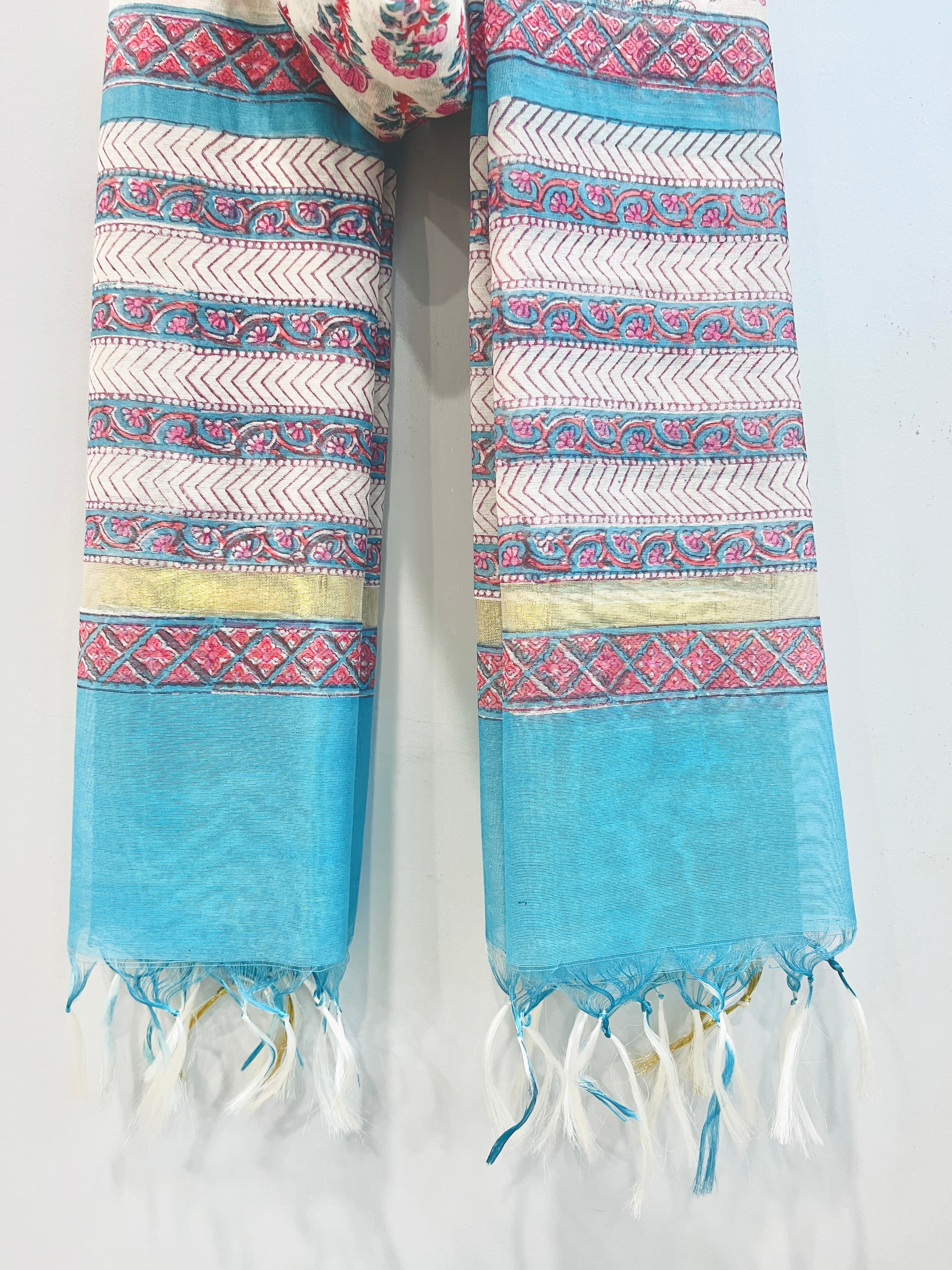 Block Printed Chanderi Dupatta