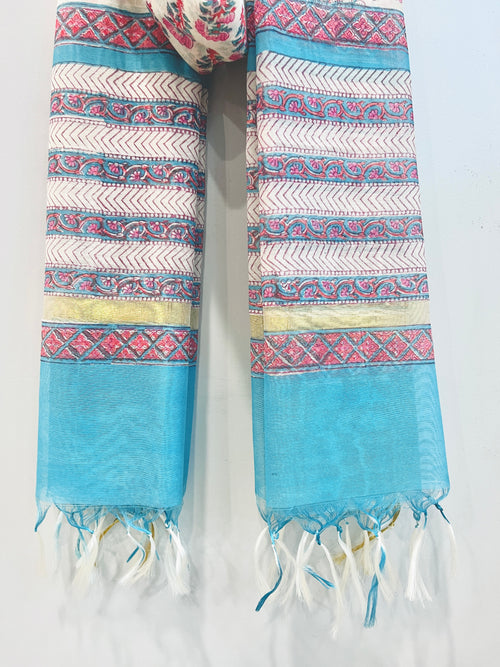 Block Printed Chanderi Dupatta