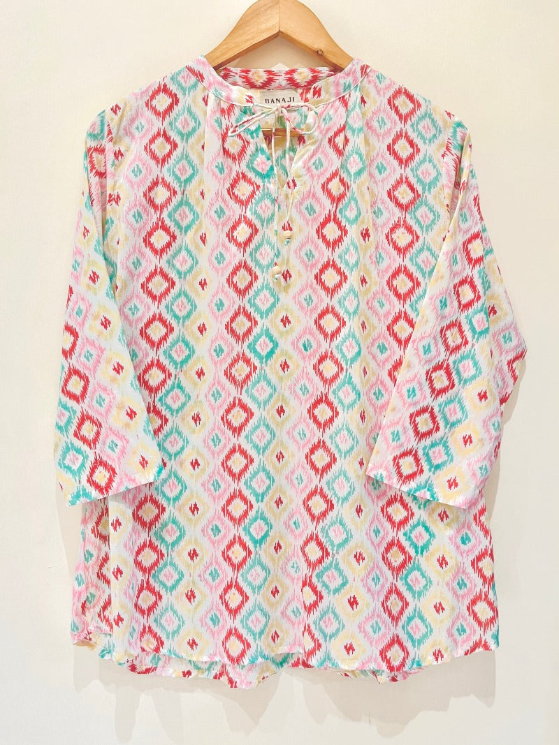 Block Printed Cotton Short Kurti