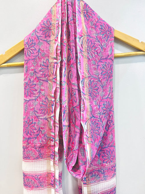 Block Printed Kota Doria Dupatta