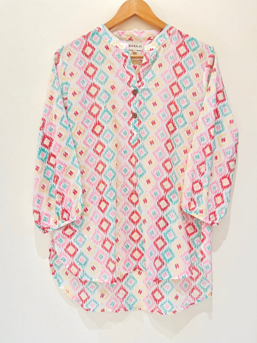 Block Printed Cotton Short Kurti