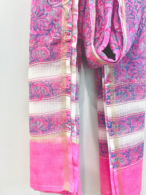 Block Printed Kota Doria Dupatta