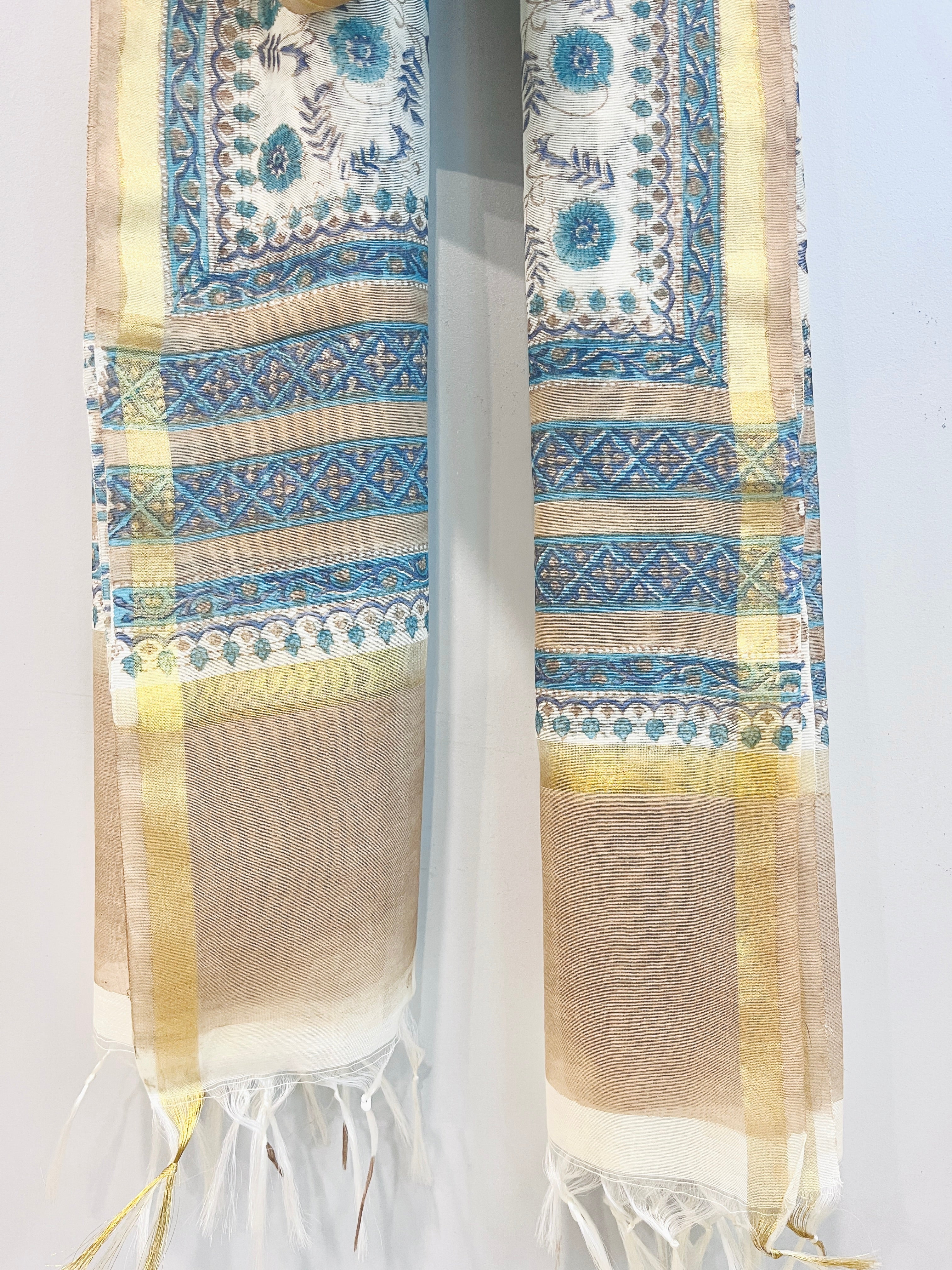 Block Printed Chanderi Dupatta