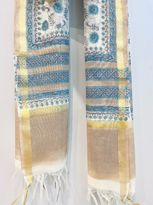 Block Printed Chanderi Dupatta