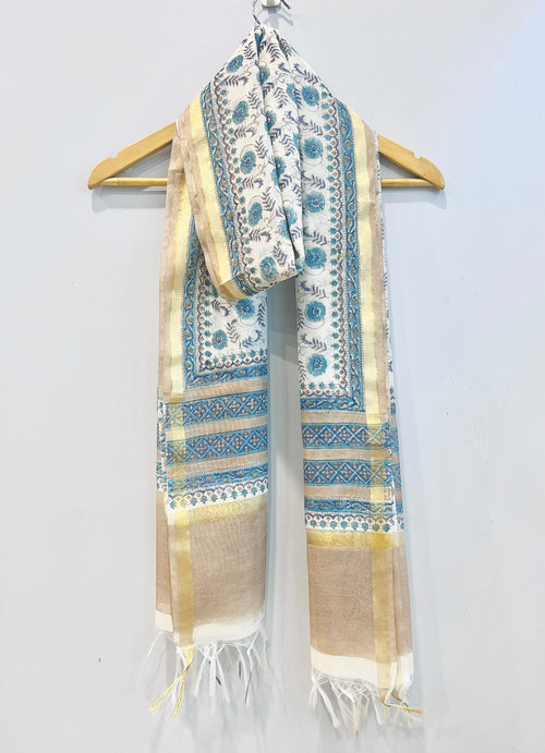 Block Printed Chanderi Dupatta