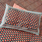 Red and Green Bed Sheet with Pillow Covers