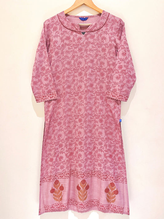 Dusty Rose Cotton Slub Printed Kurta