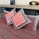 Red and Green Bed Sheet with Pillow Covers