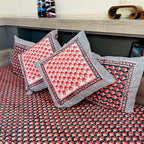 Red and Green Bed Sheet with Pillow Covers