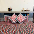 Red and Green Bed Sheet with Pillow Covers