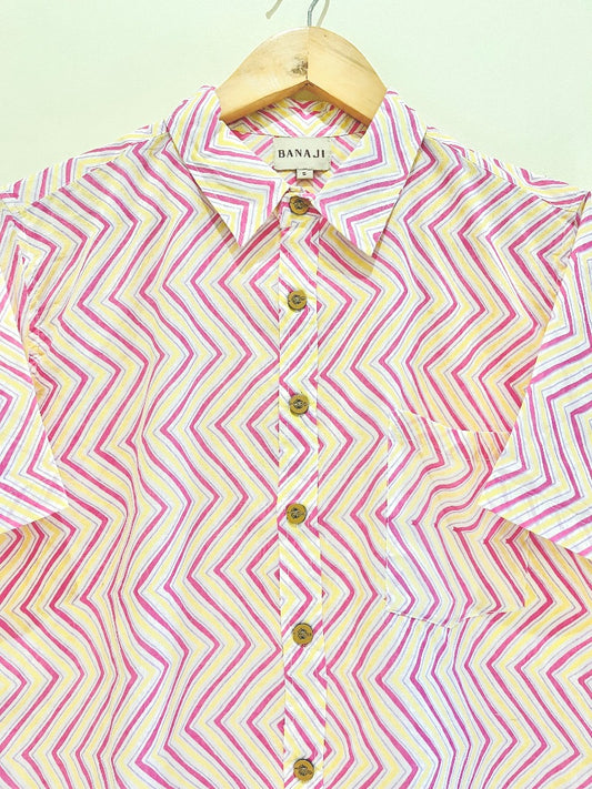 COTTON BLOCK PRINTED HALF SLEEVE SHIRT