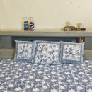 Grey Flower Bed Sheet with Pillow Covers
