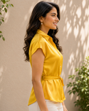 Sunshine Satin Belted Shirt Top