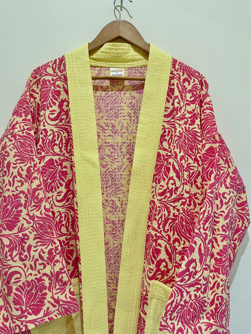 Yellow Printed Bath Robe