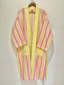 Yellow Stripe Printed Bath Robe