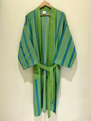 Green Stripe Printed Bath Robe