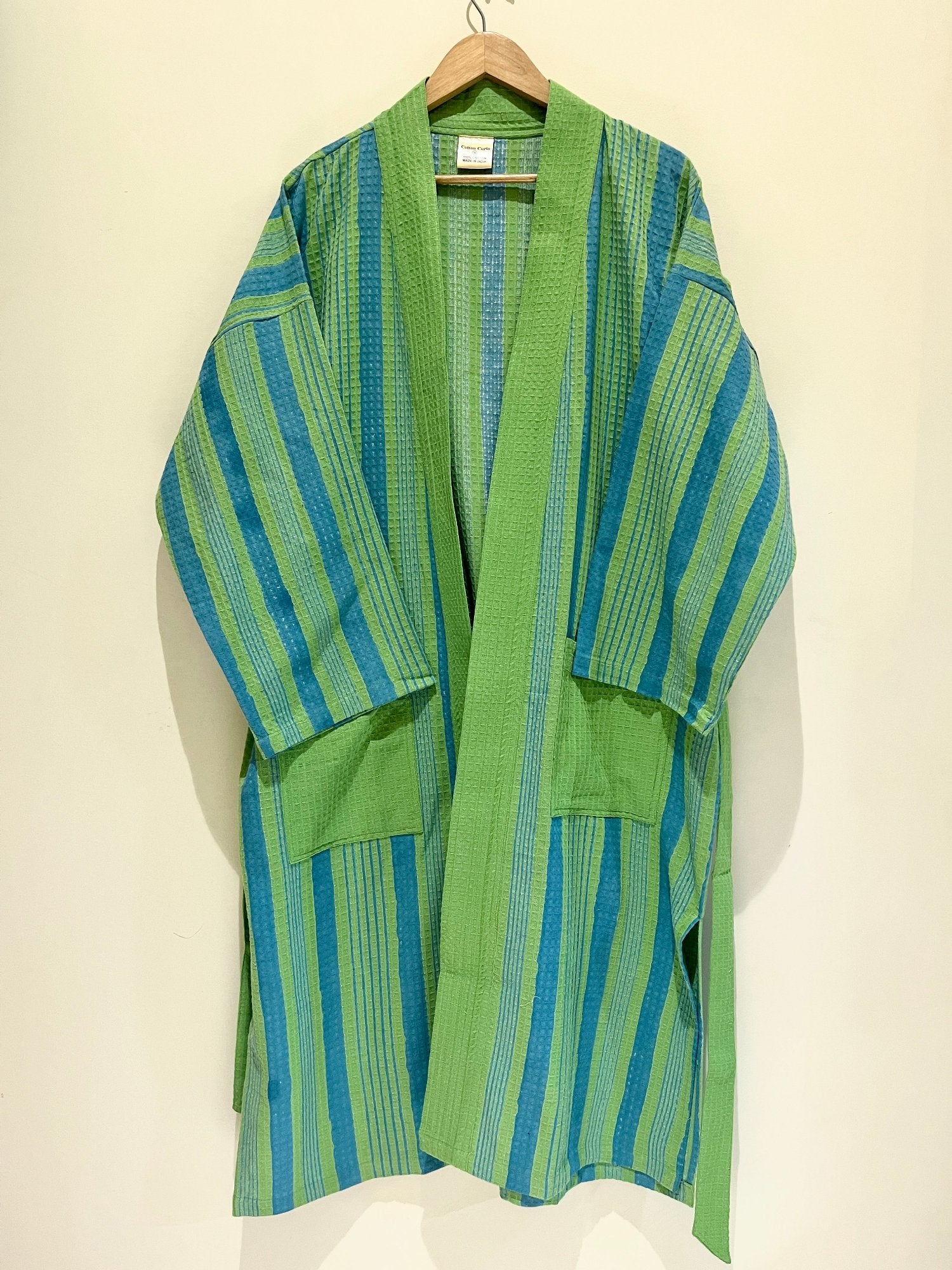 Green Stripe Printed Bath Robe