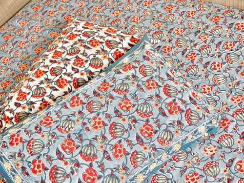 Aqua Marine Bed Sheet with Pillow Covers