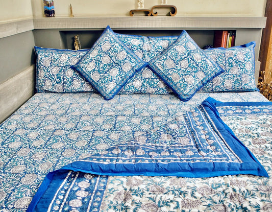 Coastal Blue Bed Sheet with Pillow Covers