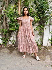 Peachy Vibe Block Printed Dress