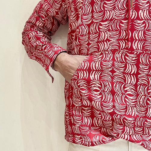 Red Printed Printed Hoodie