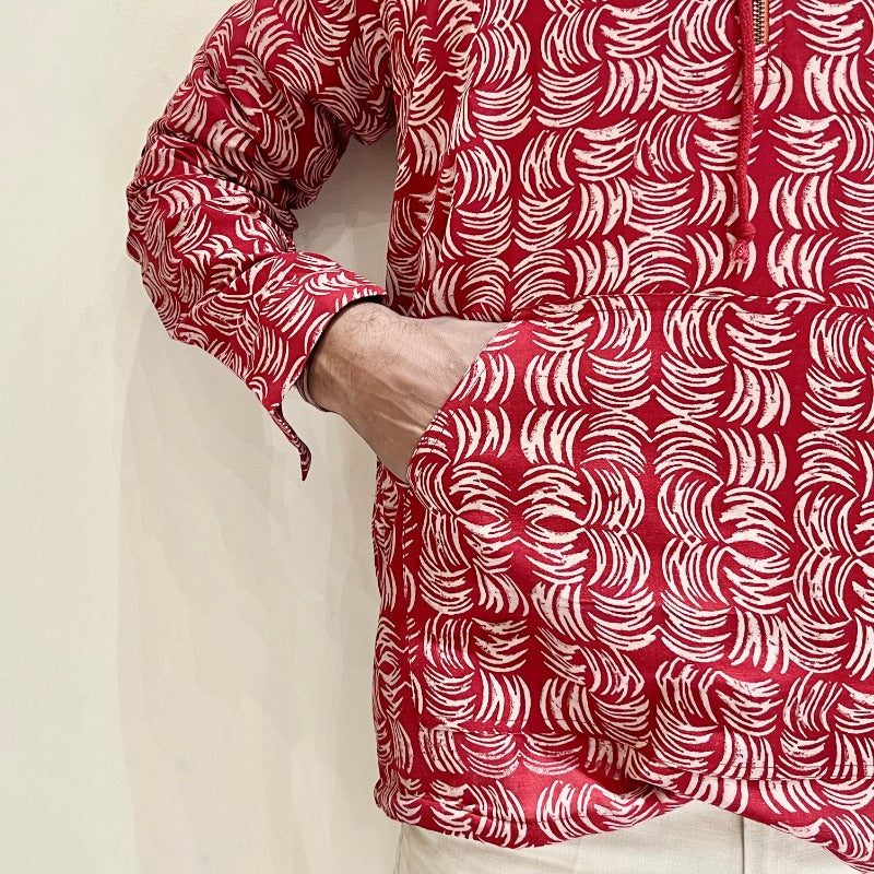 Red Printed Printed Hoodie