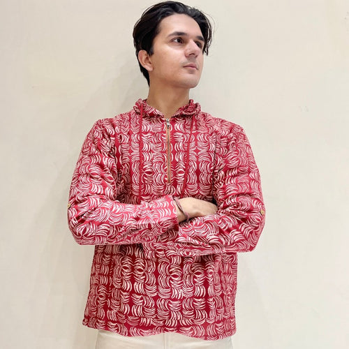 Red Printed Printed Hoodie