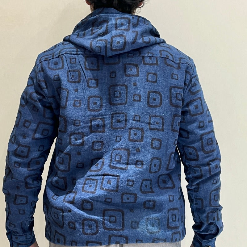 Kala Cotton Natural  Indigo Printed Hoodie