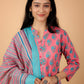 Cotton Printed Kurta Pant Set With Dupatta