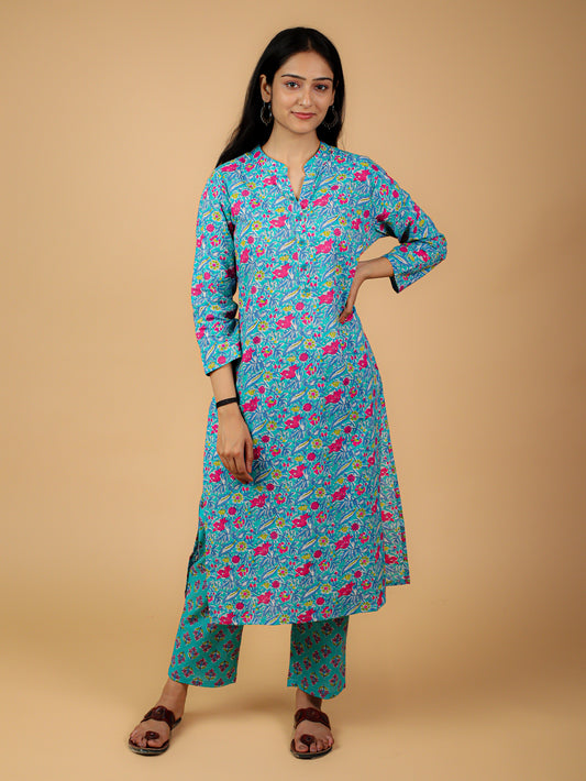 Cotton Printed Kurta Pant Set(No Dupatta)