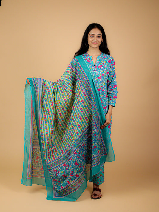Cotton Printed Kurta Pant Set(No Dupatta)