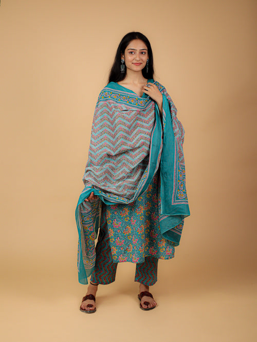 Cotton Printed Kurta With Dupatta (No pants)