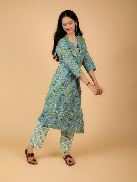 Cotton Printed Wrap Kurta