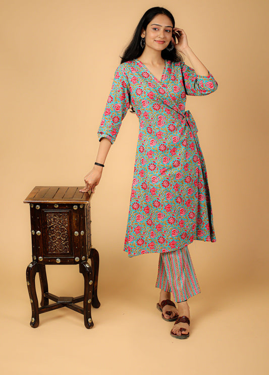 Cotton Printed Wrap Kurta