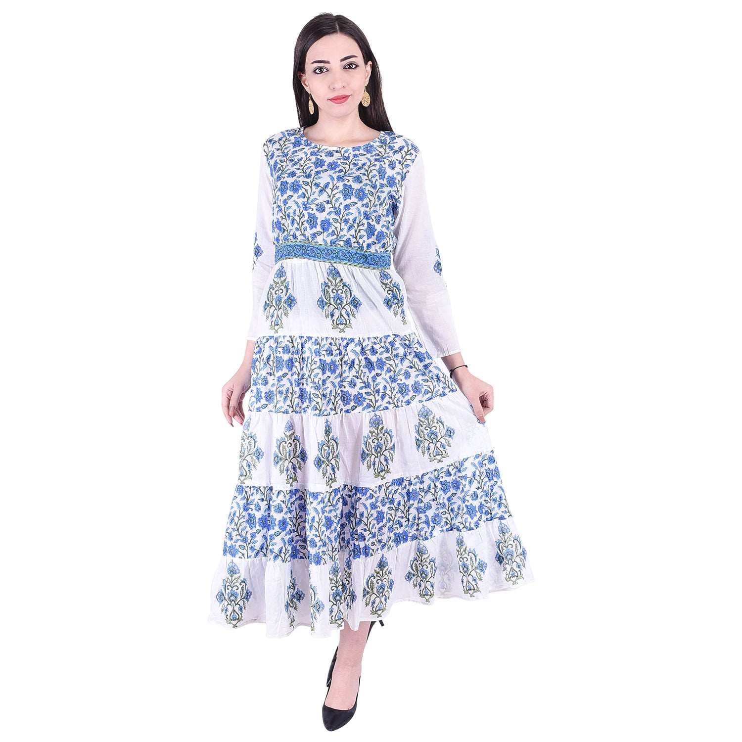 White & Blue Long Kurta